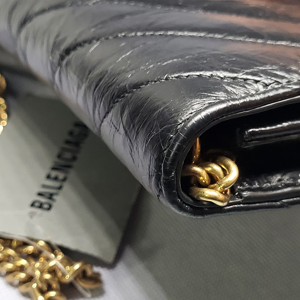 Balenciaga Black Quilted Clutch with Gold Chain. - Picture 7 of 14